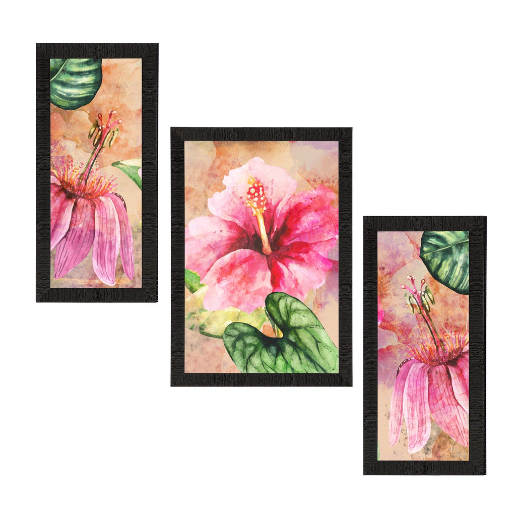 Set of 3 Botanical and Floral Satin Matt Textured UV Art Painting Kafalo
