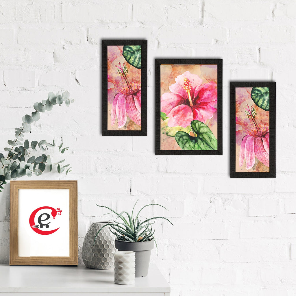 Set of 3 Botanical and Floral Satin Matt Textured UV Art Painting Kafalo