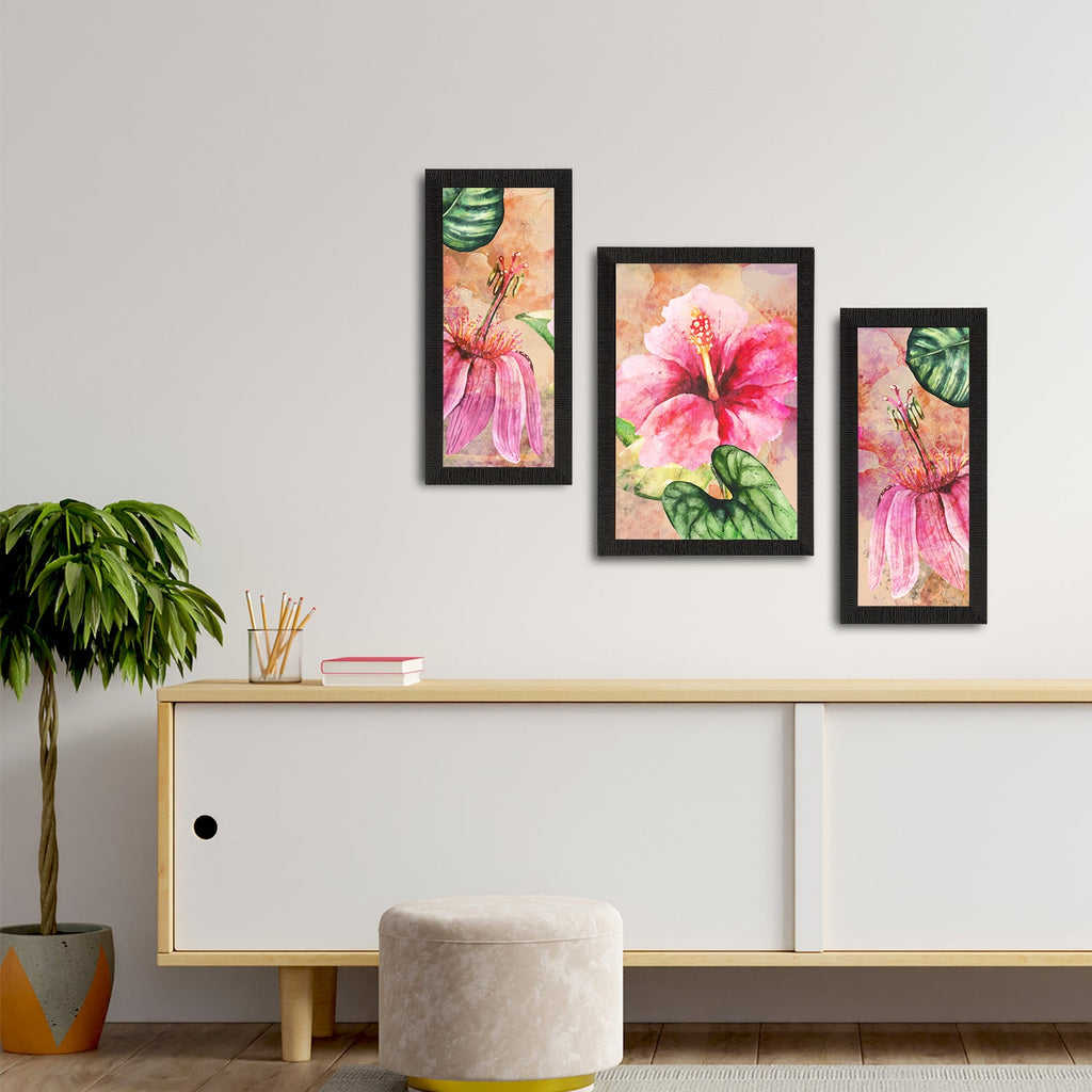 Set of 3 Botanical and Floral Satin Matt Textured UV Art Painting Kafalo