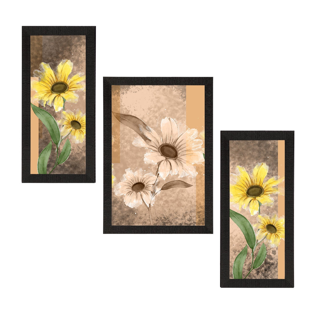 Set of 3 Botanical and Floral Satin Matt Textured UV Art Painting Kafalo