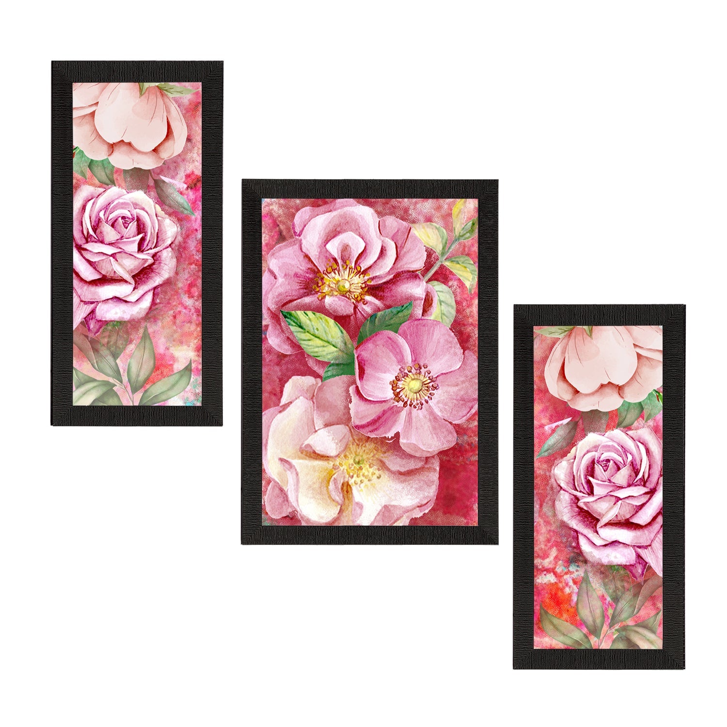Set of 3 Botanical and Floral Satin Matt Textured UV Art Painting Kafalo