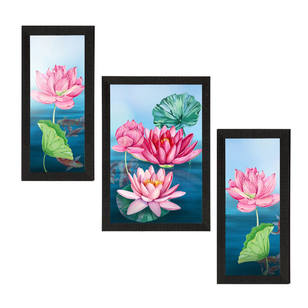 Set of 3 Botanical and Floral Satin Matt Textured UV Art Painting Kafalo