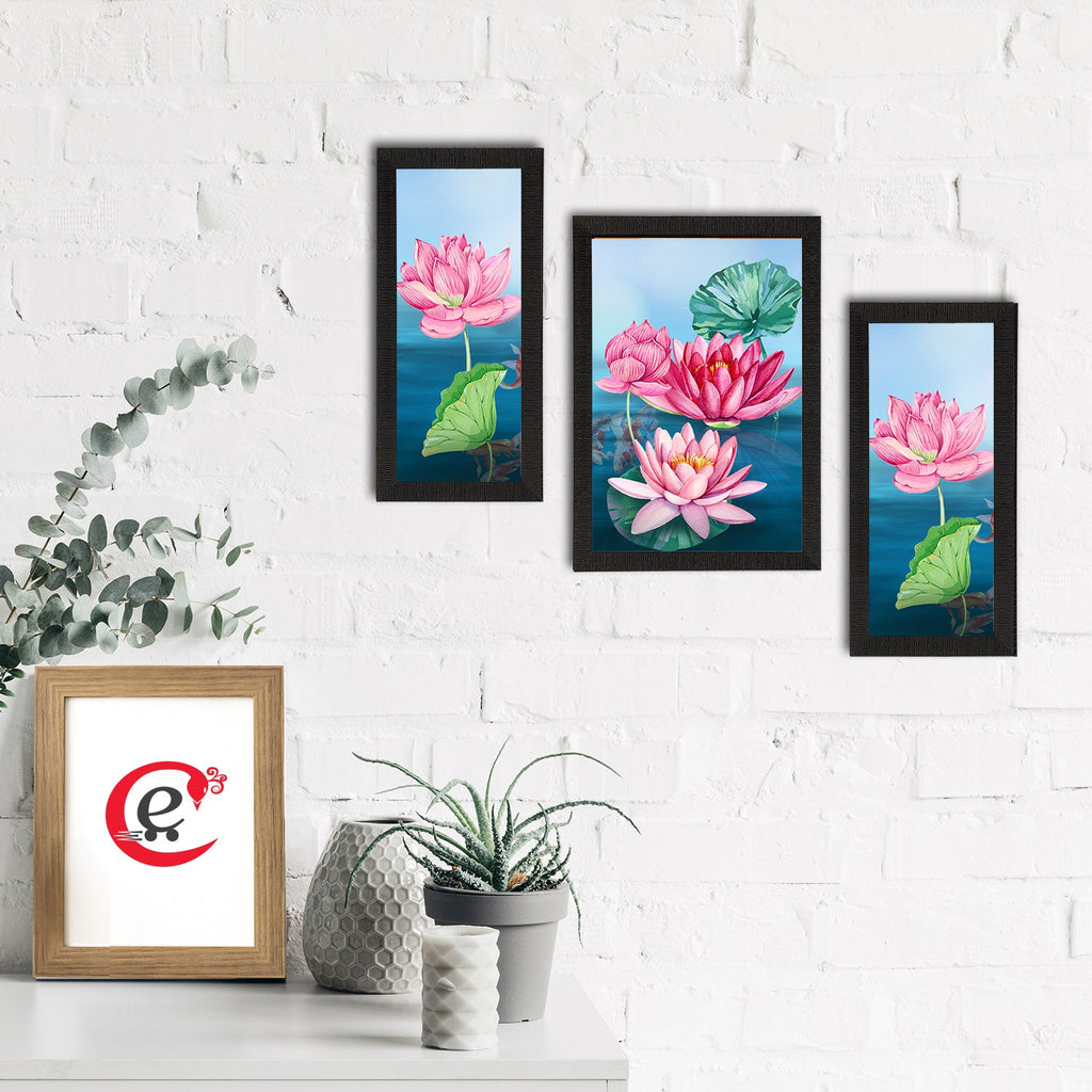 Set of 3 Botanical and Floral Satin Matt Textured UV Art Painting Kafalo