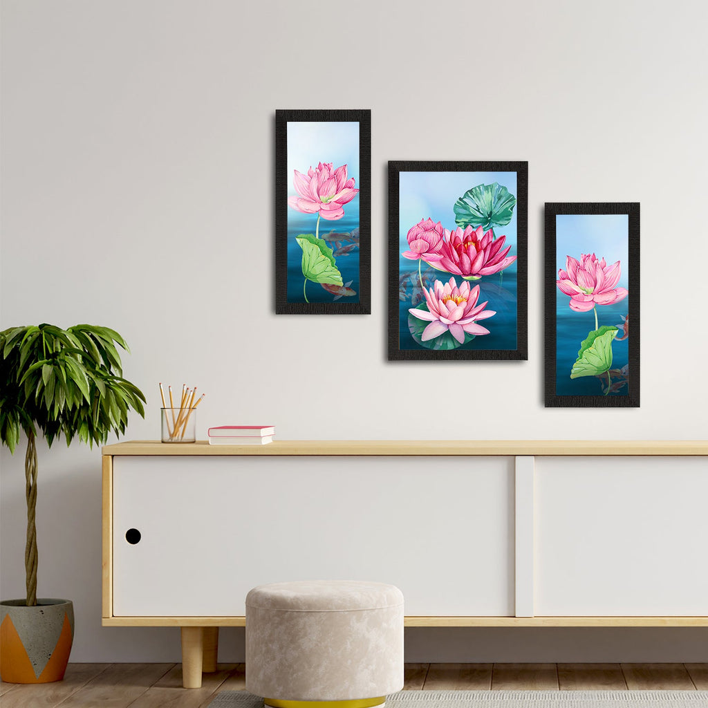 Set of 3 Botanical and Floral Satin Matt Textured UV Art Painting Kafalo