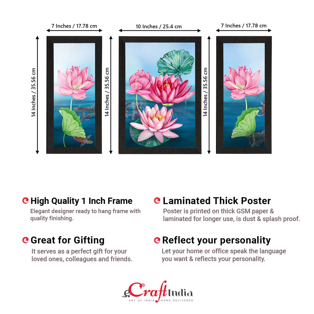 Set of 3 Botanical and Floral Satin Matt Textured UV Art Painting Kafalo