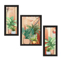 Set of 3 Botanical and Floral Satin Matt Textured UV Art Painting Kafalo
