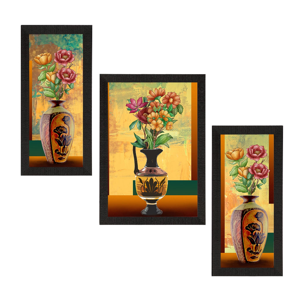 Set of 3 Botanical and Floral Satin Matt Textured UV Art Painting Kafalo