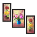 Set of 3 Botanical and Floral Satin Matt Textured UV Art Painting Kafalo