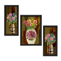 Set of 3 Botanical and Floral Satin Matt Textured UV Art Painting Kafalo