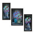 Set of 3 Botanical and Floral Satin Matt Textured UV Art Painting Kafalo