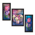 Set of 3 Botanical and Floral Satin Matt Textured UV Art Painting Kafalo