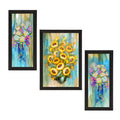 Set of 3 Botanical and Floral Satin Matt Textured UV Art Painting Kafalo