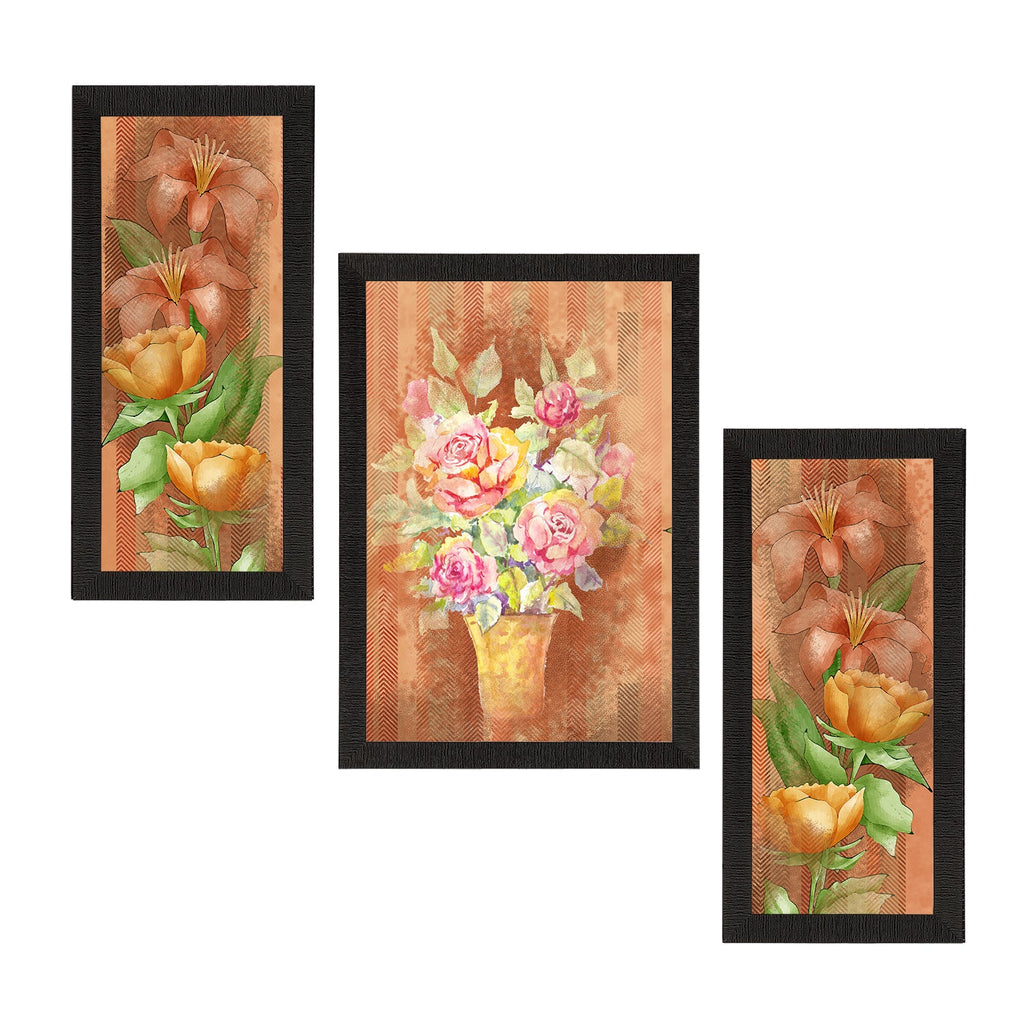 Set of 3 Botanical and Floral Satin Matt Textured UV Art Painting Kafalo