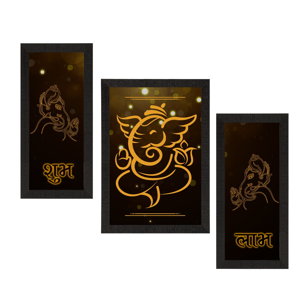 Set of 3 Lord Ganesha Satin Matt Texture UV Art Painting Kafalo