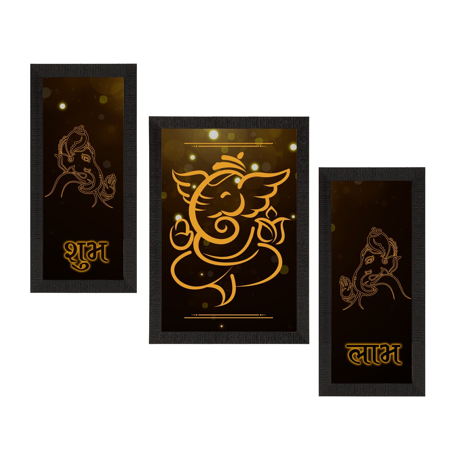 Set of 3 Lord Ganesha Satin Matt Texture UV Art Painting Kafalo