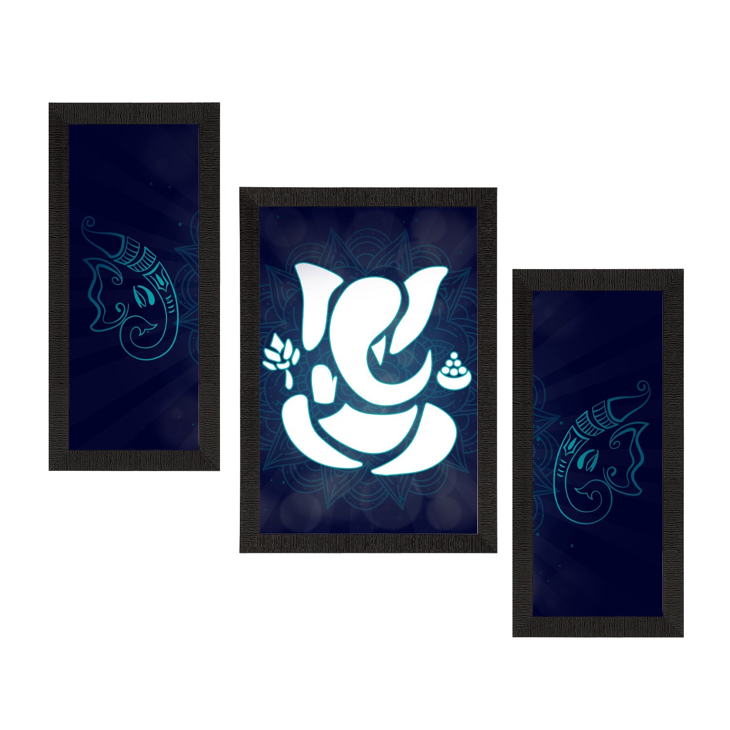 Set of 3 Lord Ganesha Satin Matt Texture UV Art Painting Kafalo