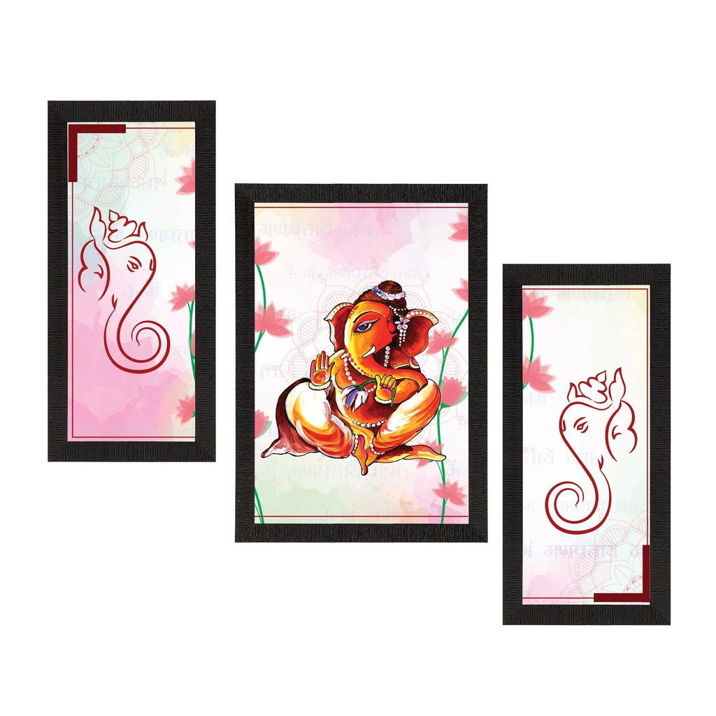 Set of 3 Lord Ganesha Satin Matt Texture UV Art Painting Kafalo
