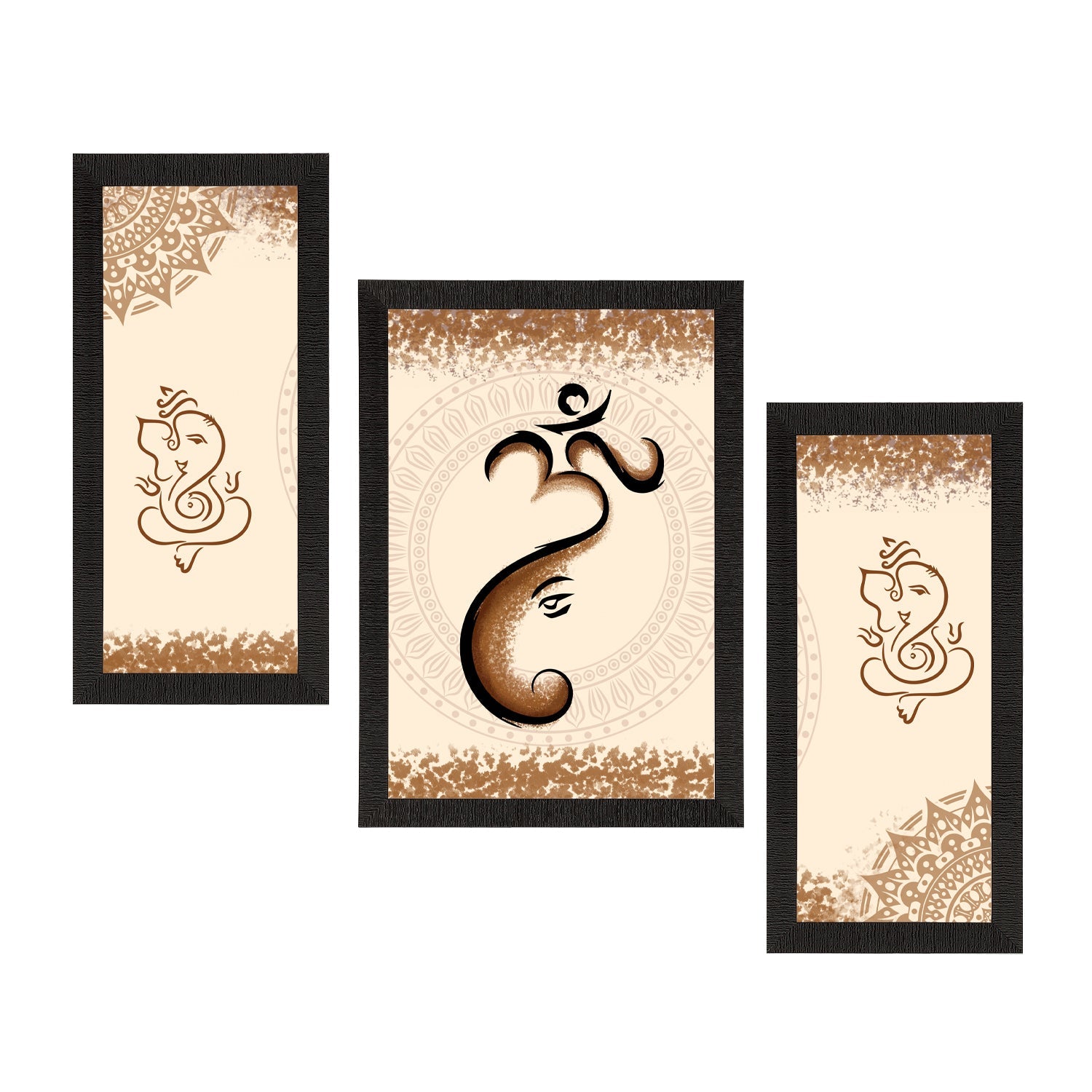 Set of 3 Lord Ganesha Satin Matt Texture UV Art Painting Kafalo