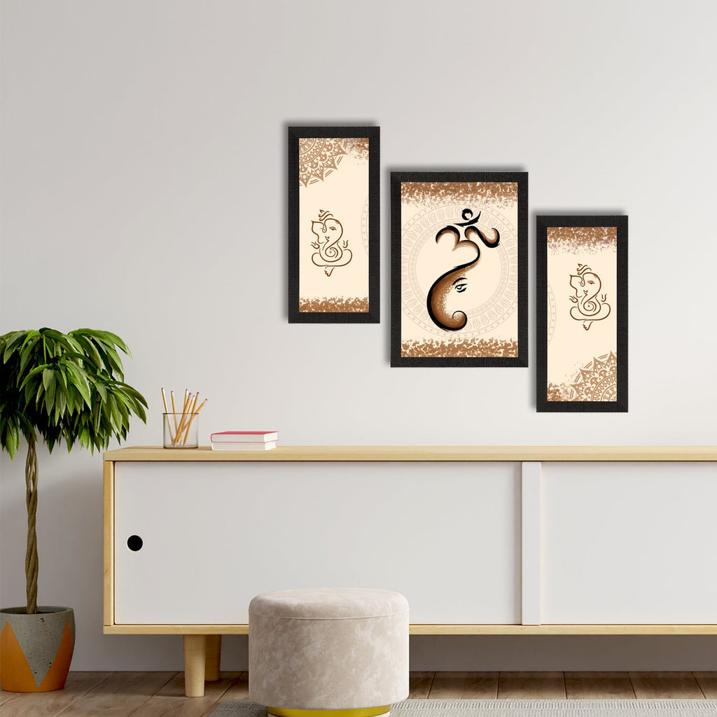 Set of 3 Lord Ganesha Satin Matt Texture UV Art Painting Kafalo