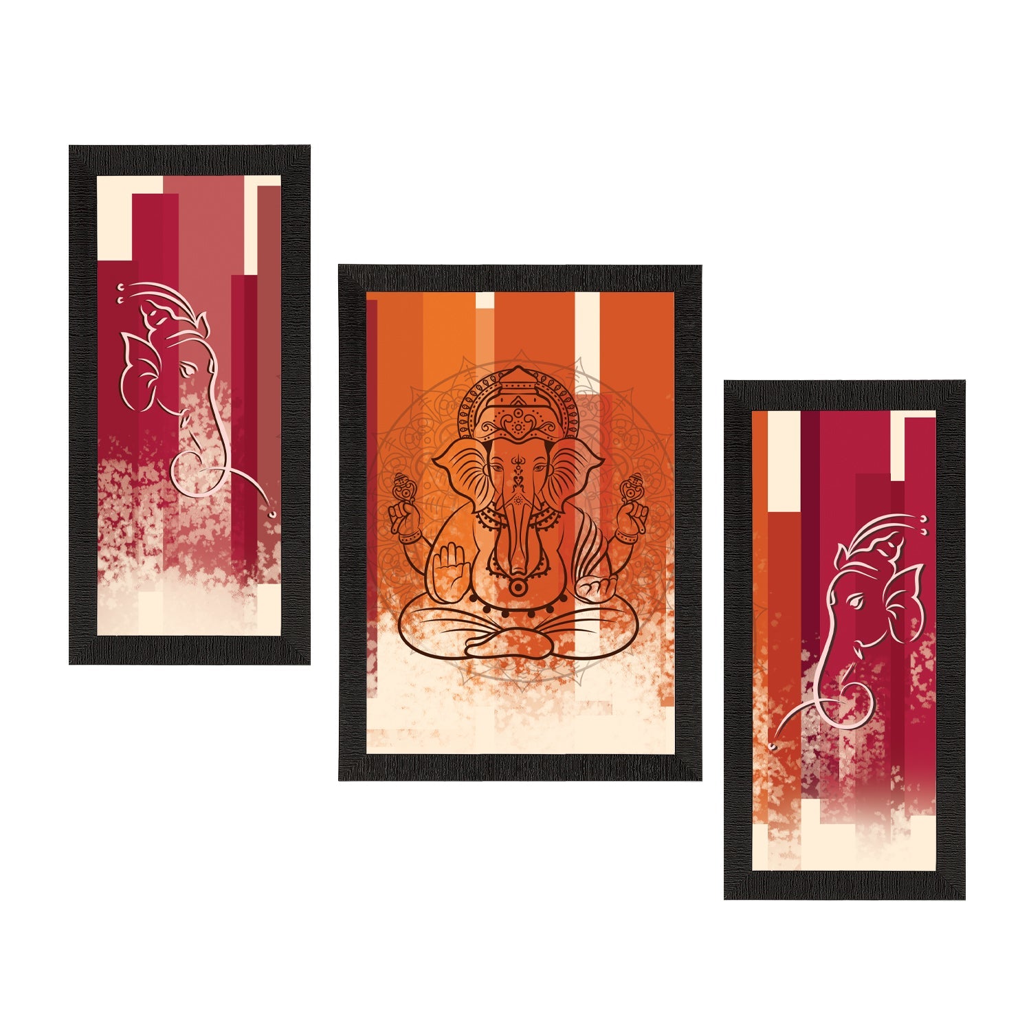 Set of 3 Lord Ganesha Satin Matt Texture UV Art Painting Kafalo
