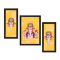 Set of 3 Lord Ganesha Satin Matt Texture UV Art Painting Kafalo