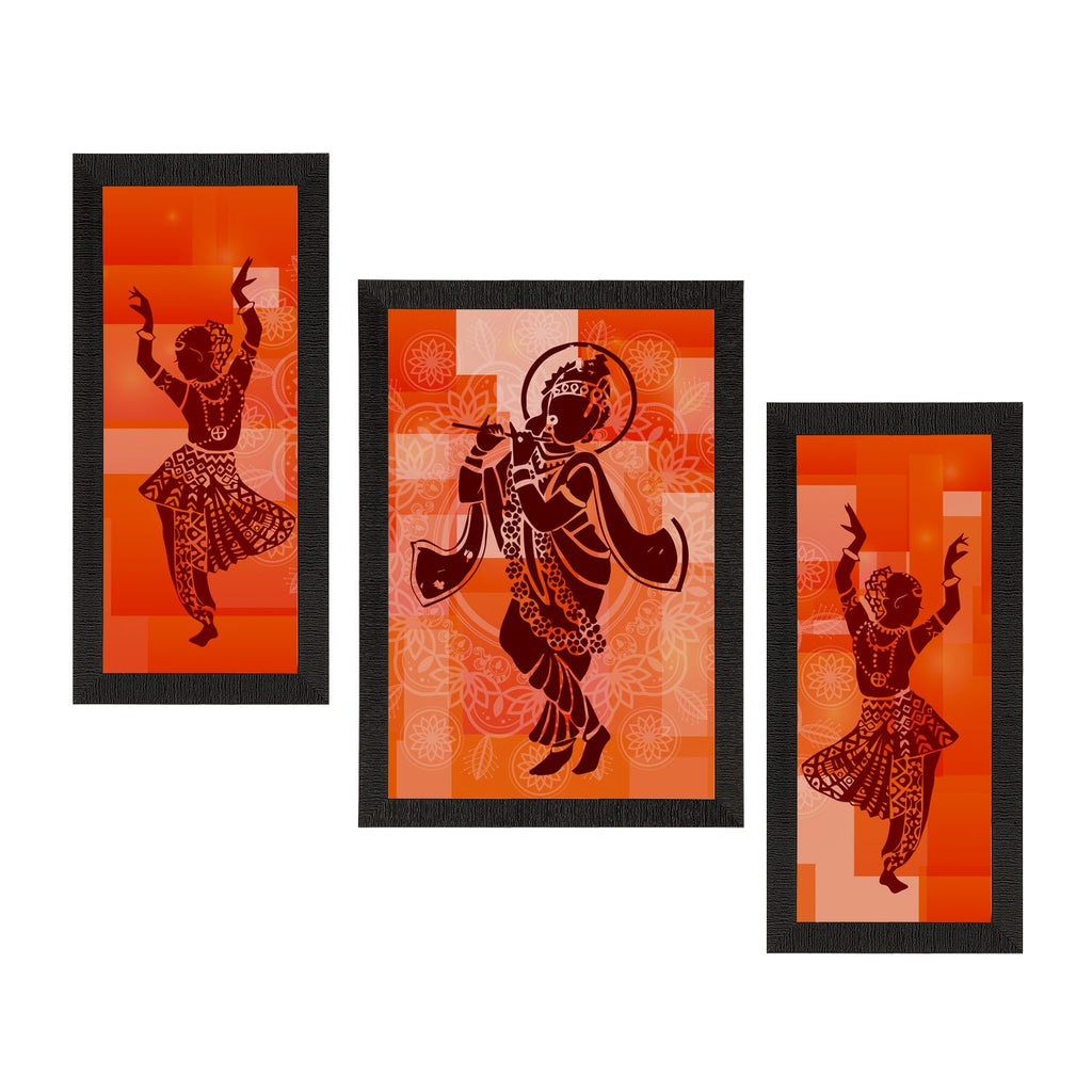Set of 3 Lord Krishna Satin Matt Texture UV Art Painting Kafalo
