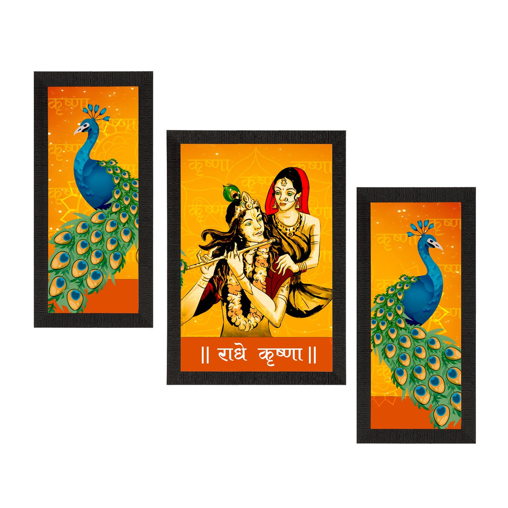 Set of 3 Radha Krishna Satin Matt Texture UV Art Painting Kafalo