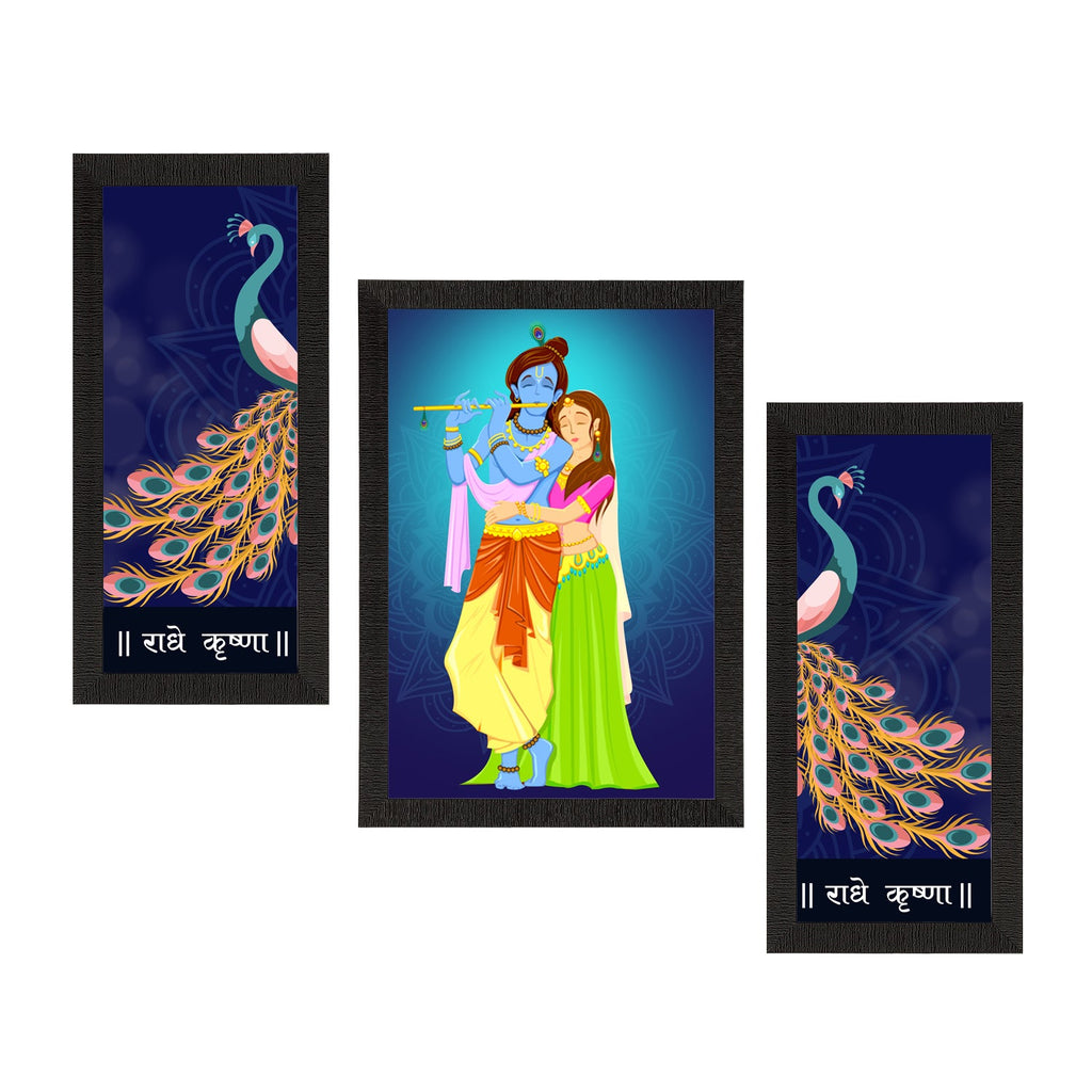 Set of 3 Radha Krishna Satin Matt Texture UV Art Painting Kafalo