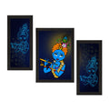 Set of 3 Lord Krishna Satin Matt Texture UV Art Painting Kafalo