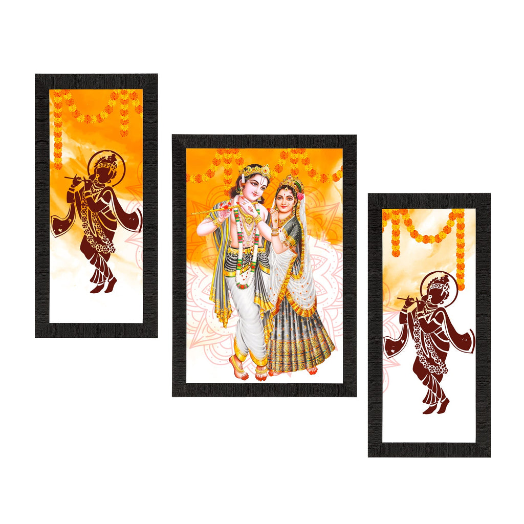 Set of 3 Radha Krishna Satin Matt Texture UV Art Painting Kafalo
