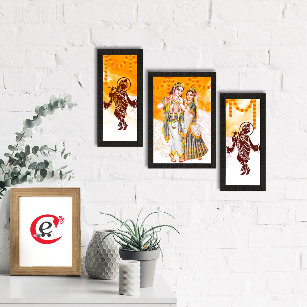 Set of 3 Radha Krishna Satin Matt Texture UV Art Painting Kafalo