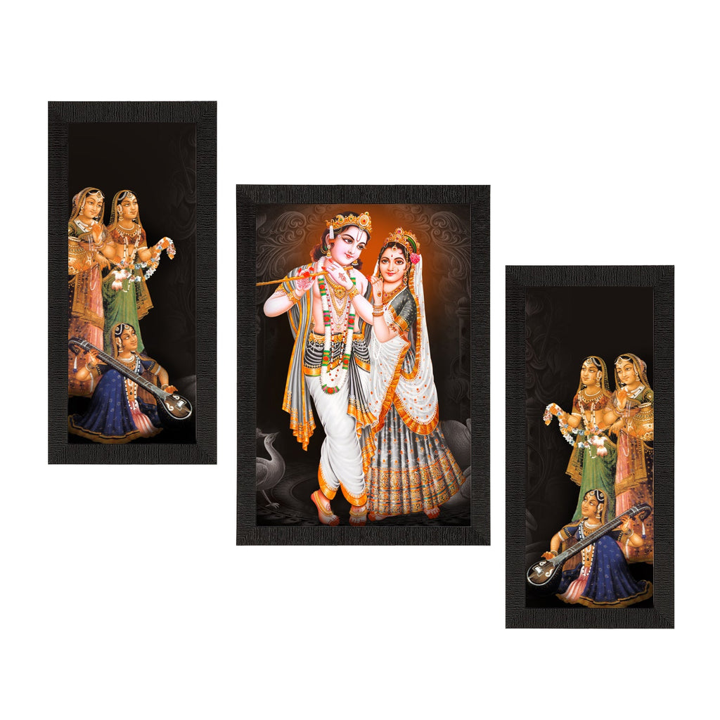 Set of 3 Radha Krishna Satin Matt Texture UV Art Painting Kafalo