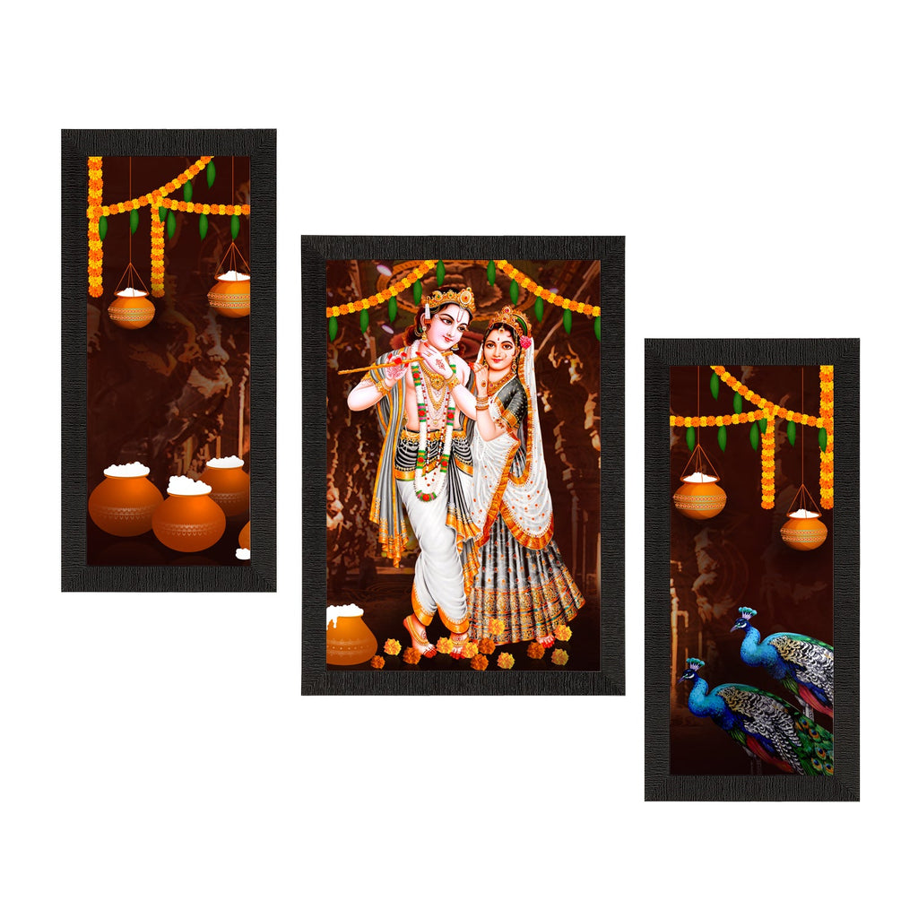 Set of 3 Radha Krishna Satin Matt Texture UV Art Painting Kafalo