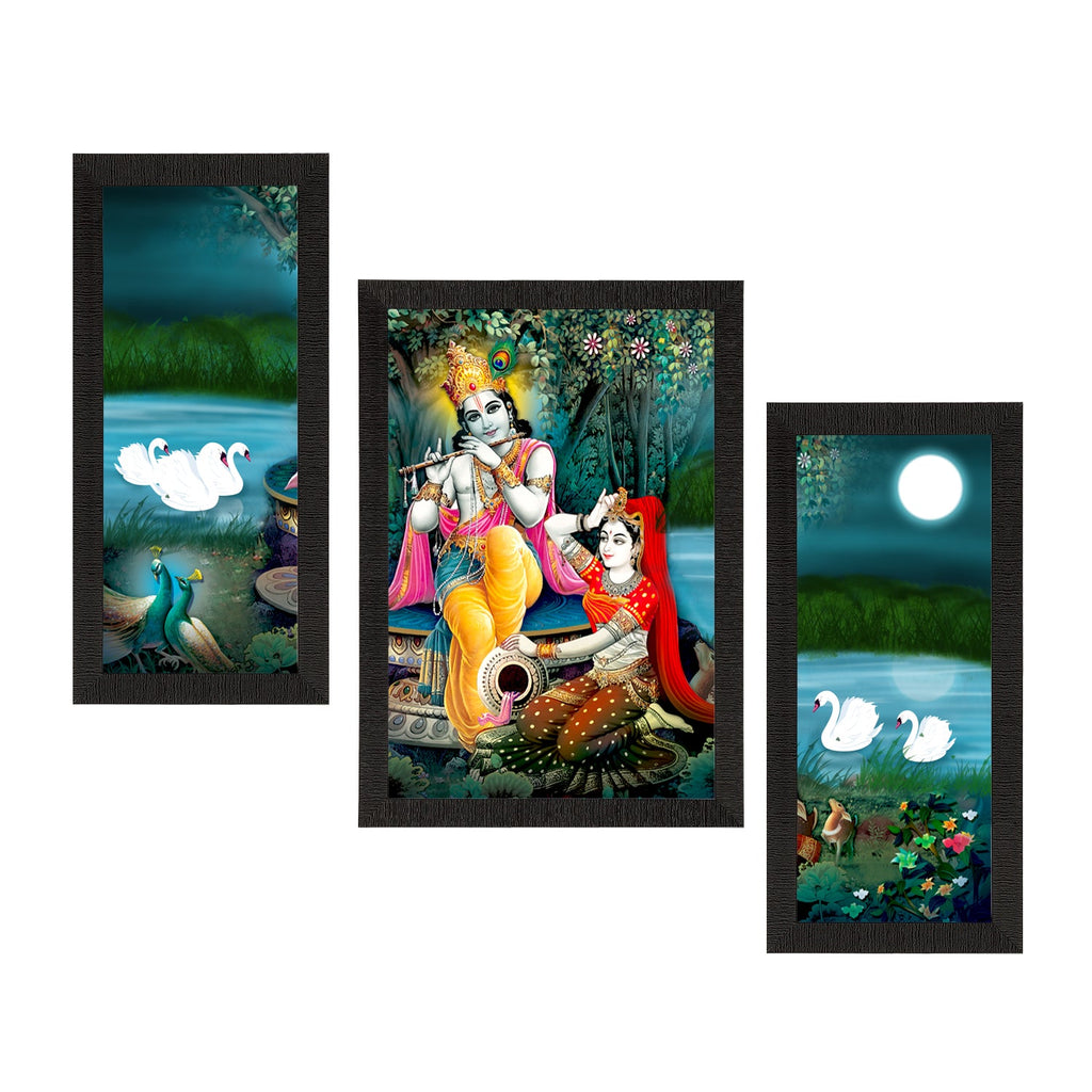Set of 3 Radha Krishna Satin Matt Texture UV Art Painting Kafalo