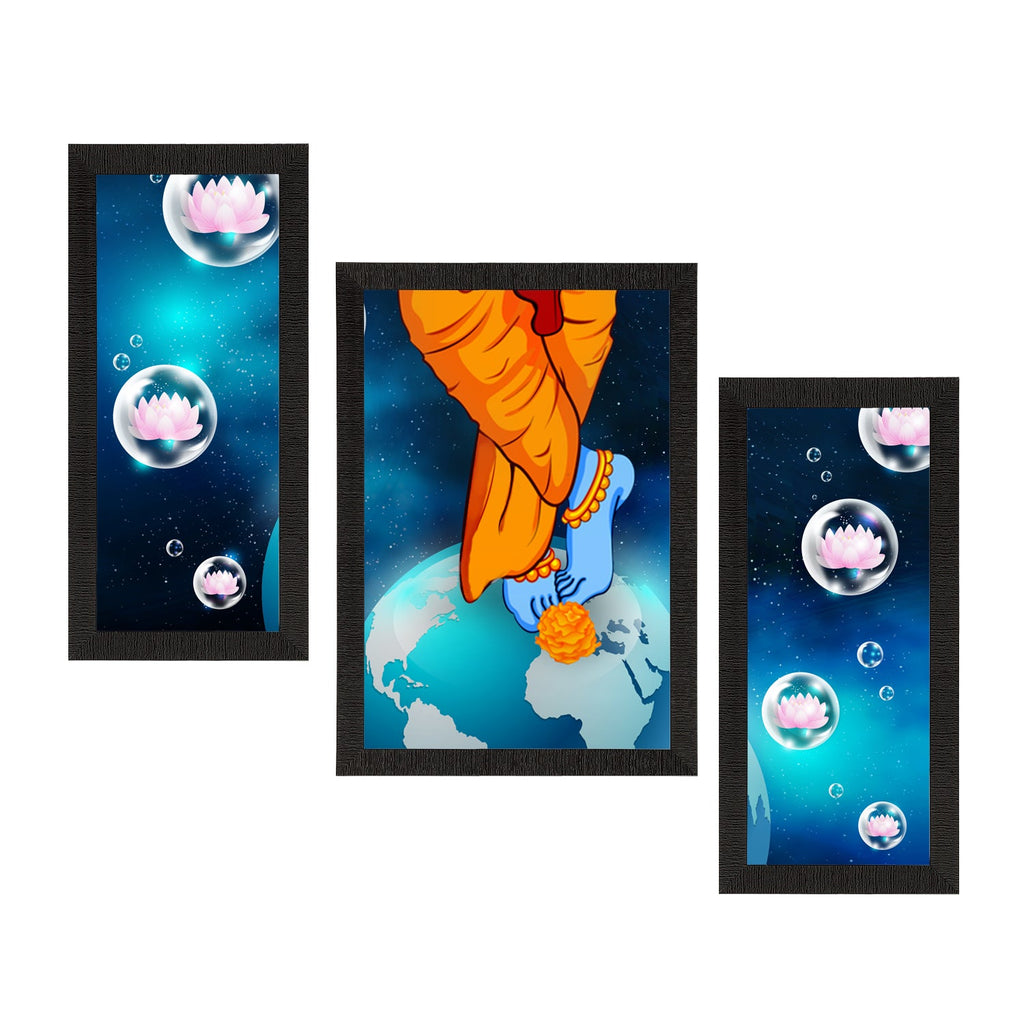 Set of 3 Lord Krishna Satin Matt Texture UV Art Painting Kafalo