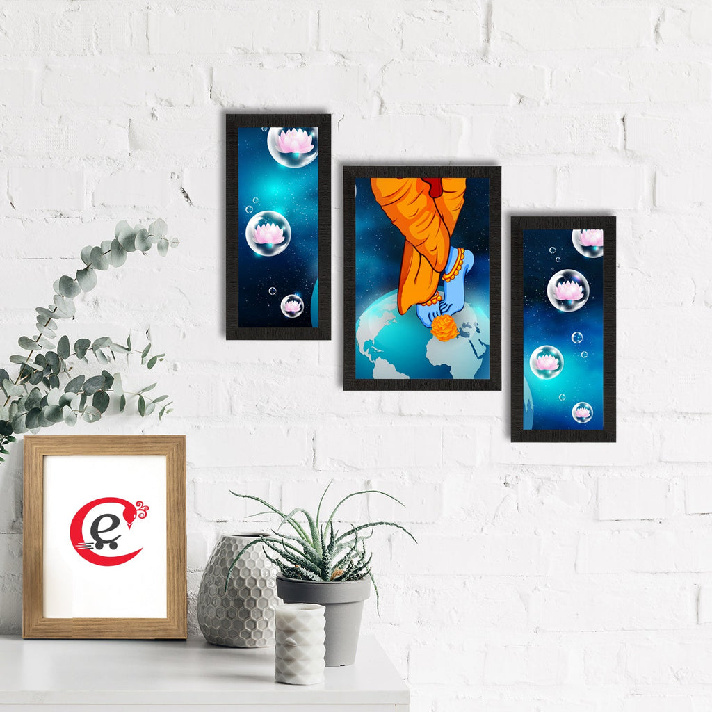 Set of 3 Lord Krishna Satin Matt Texture UV Art Painting Kafalo