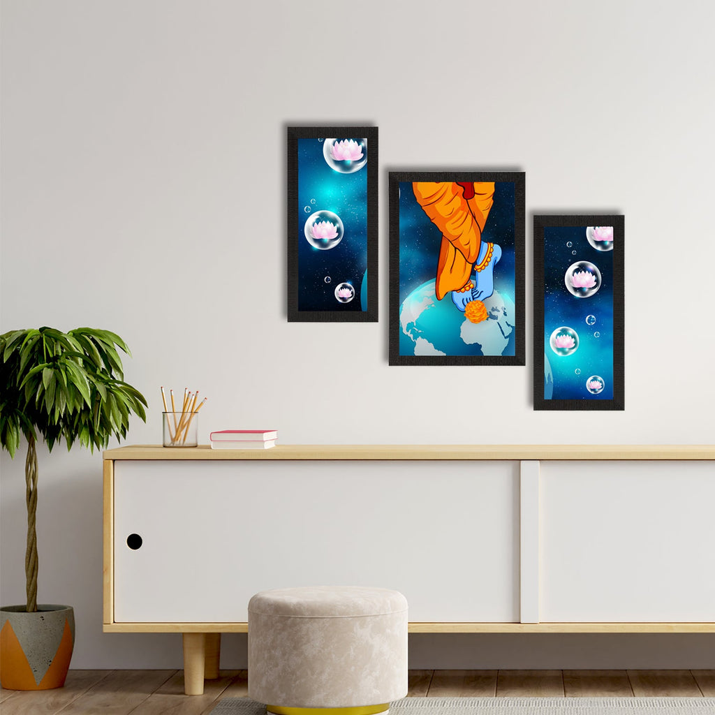 Set of 3 Lord Krishna Satin Matt Texture UV Art Painting Kafalo