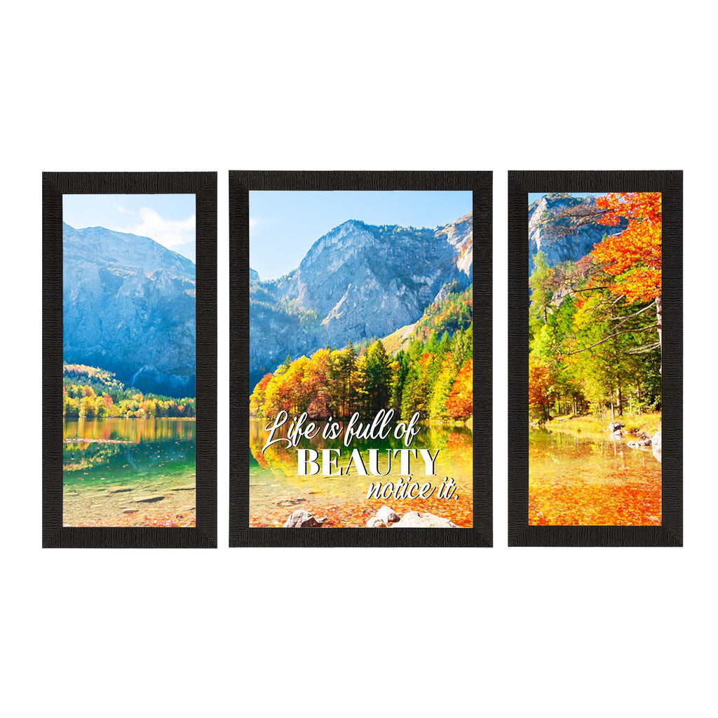 Set of 3 "Life is full of Beauty, Notice it" Beautiful Landscape View Matt Texture UV Art Painting Kafalo
