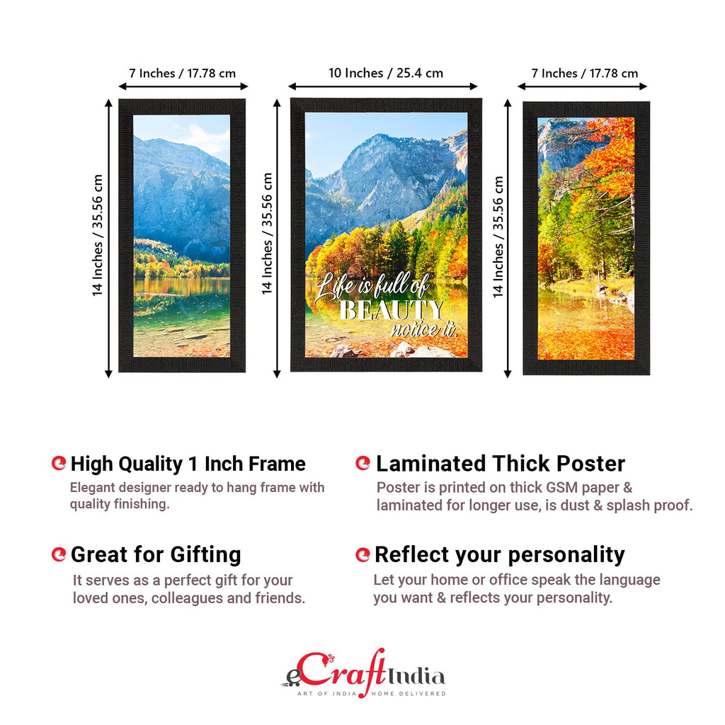 Set of 3 "Life is full of Beauty, Notice it" Beautiful Landscape View Matt Texture UV Art Painting Kafalo