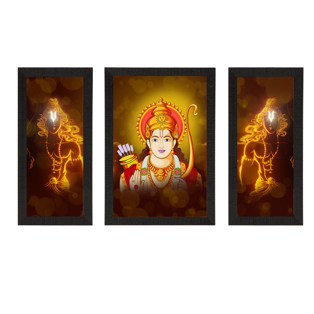 Set of 3 Lord Ram Satin Matt Textured UV Art Painting Kafalo