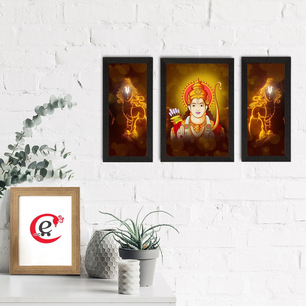 Set of 3 Lord Ram Satin Matt Textured UV Art Painting Kafalo