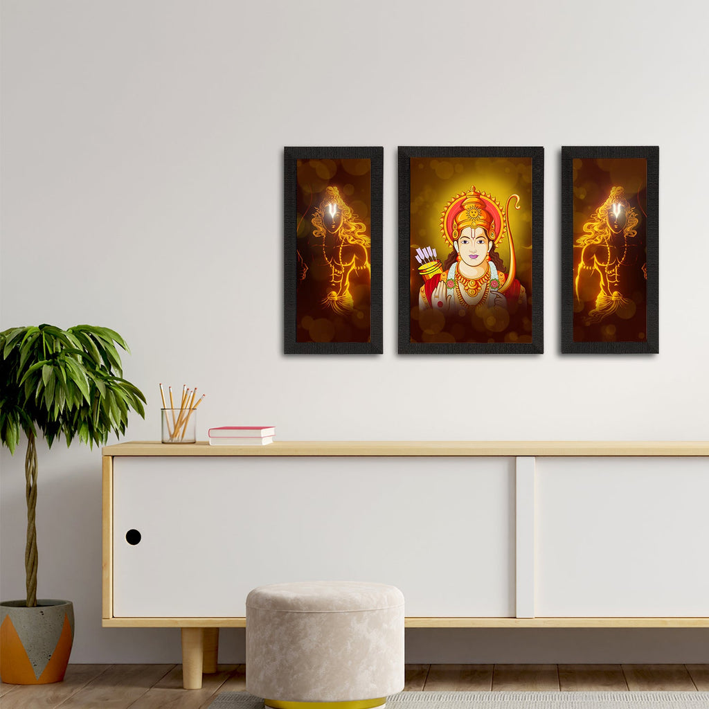 Set of 3 Lord Ram Satin Matt Textured UV Art Painting Kafalo