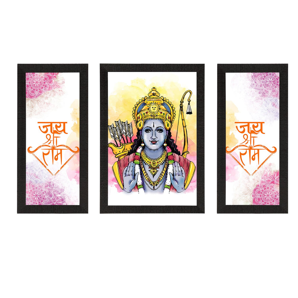 Set of 3 Lord Ram Satin Matt Textured UV Art Painting Kafalo