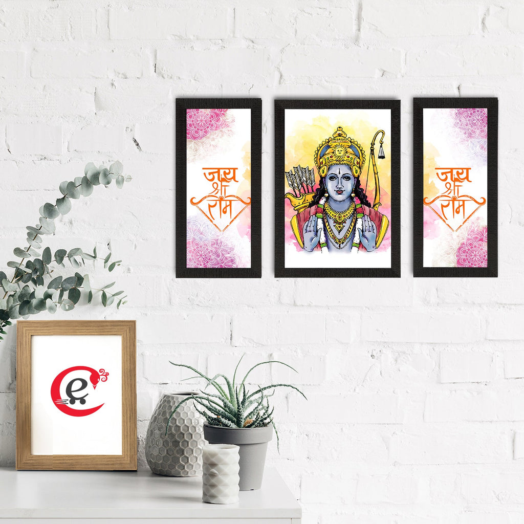 Set of 3 Lord Ram Satin Matt Textured UV Art Painting Kafalo