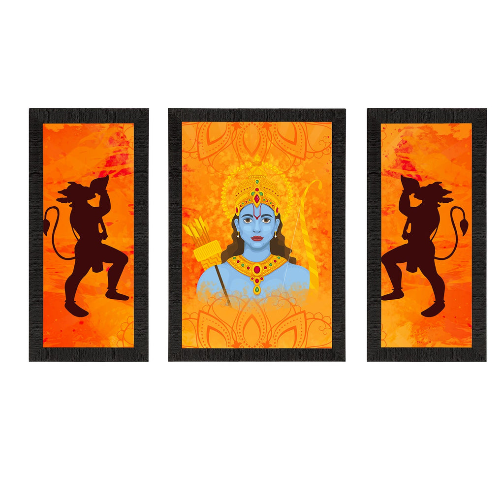 Set of 3 Lord Ram Satin Matt Textured UV Art Painting Kafalo