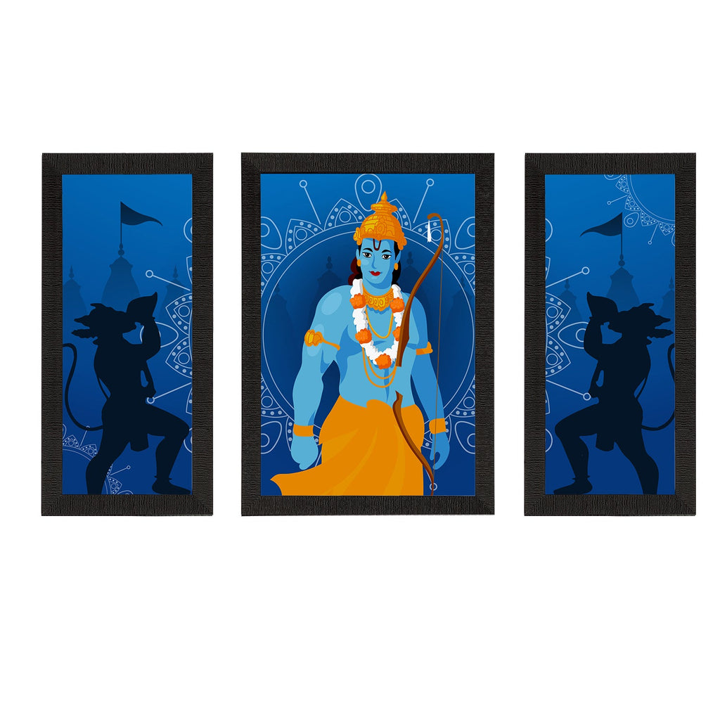 Set of 3 Lord Ram Satin Matt Textured UV Art Painting Kafalo