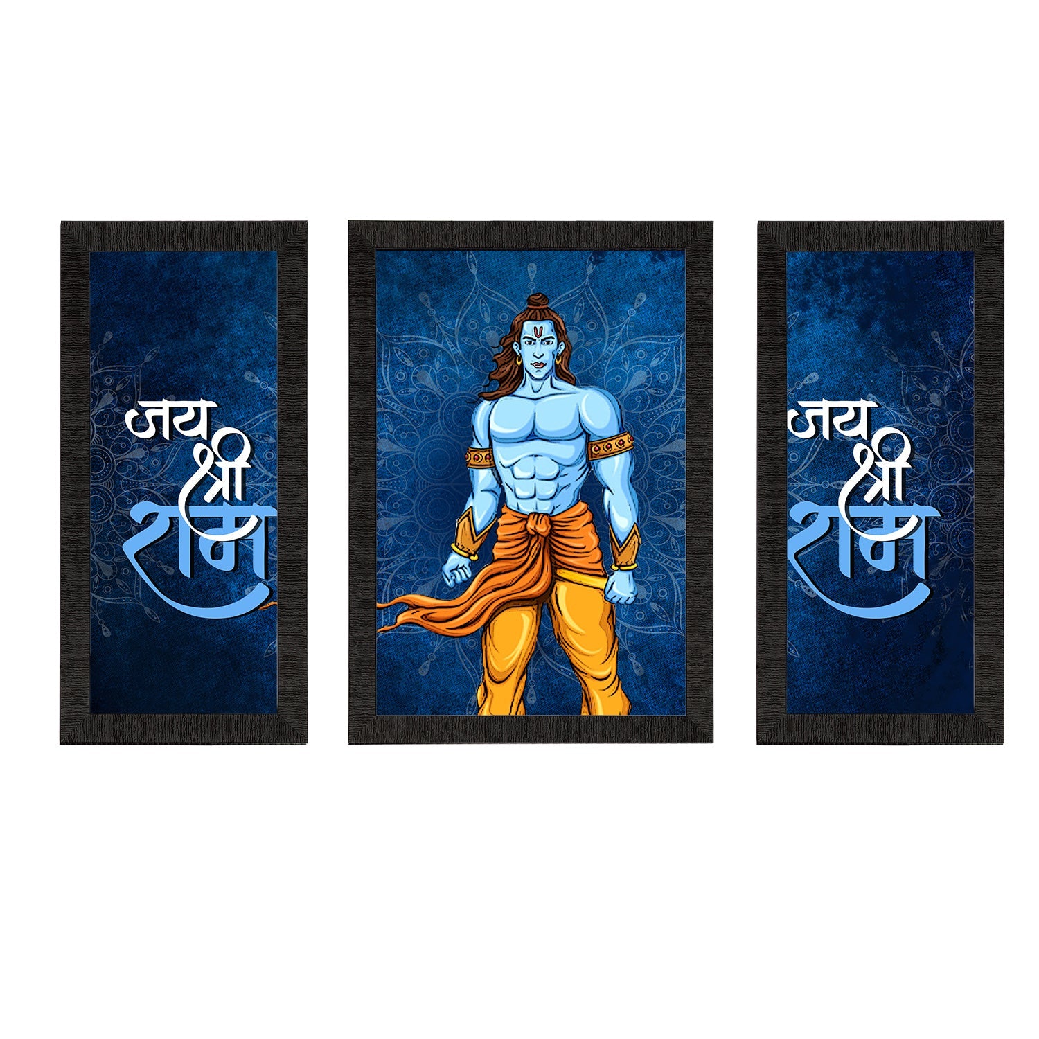 Set of 3 Lord Ram Satin Matt Textured UV Art Painting Kafalo