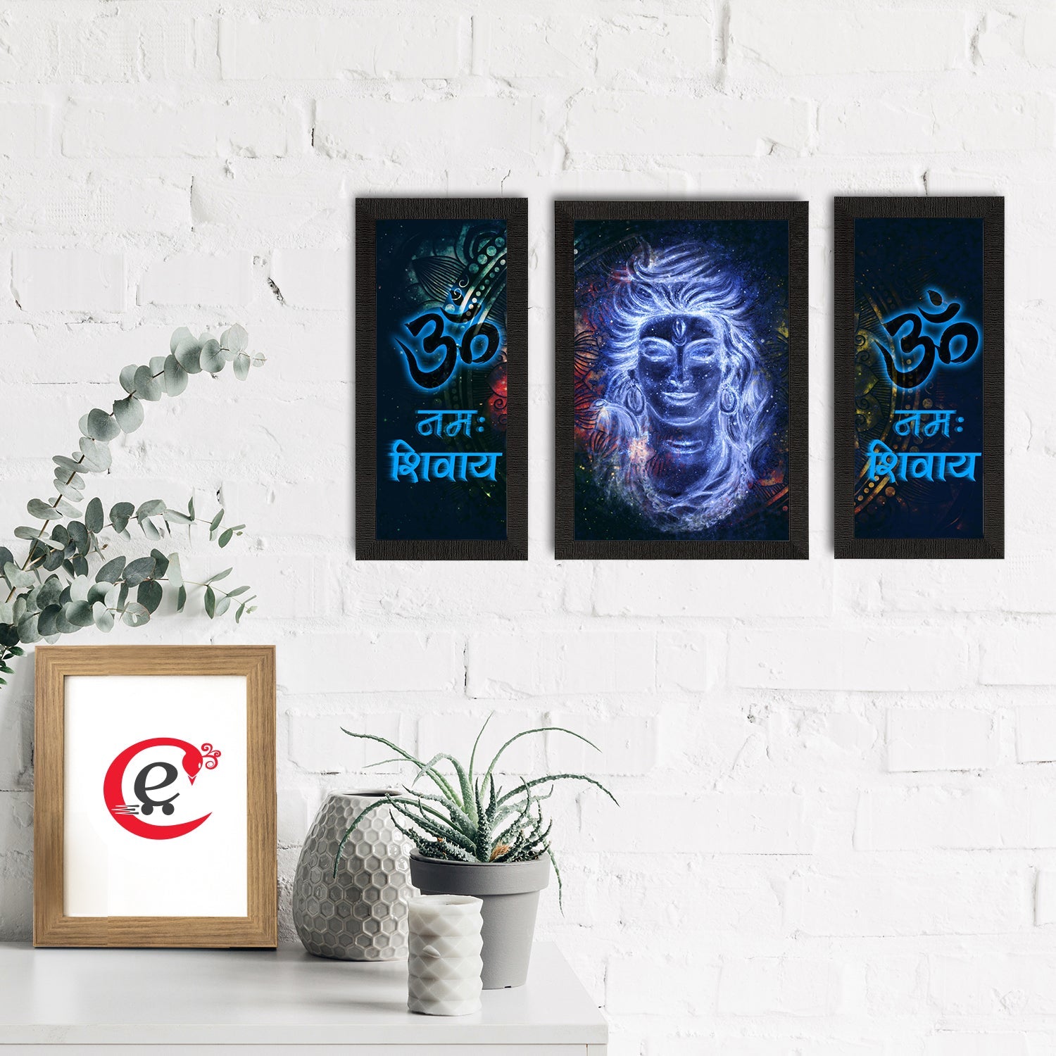 Set of 3 Lord Shiva Satin Matt Textured UV Art Painting Kafalo