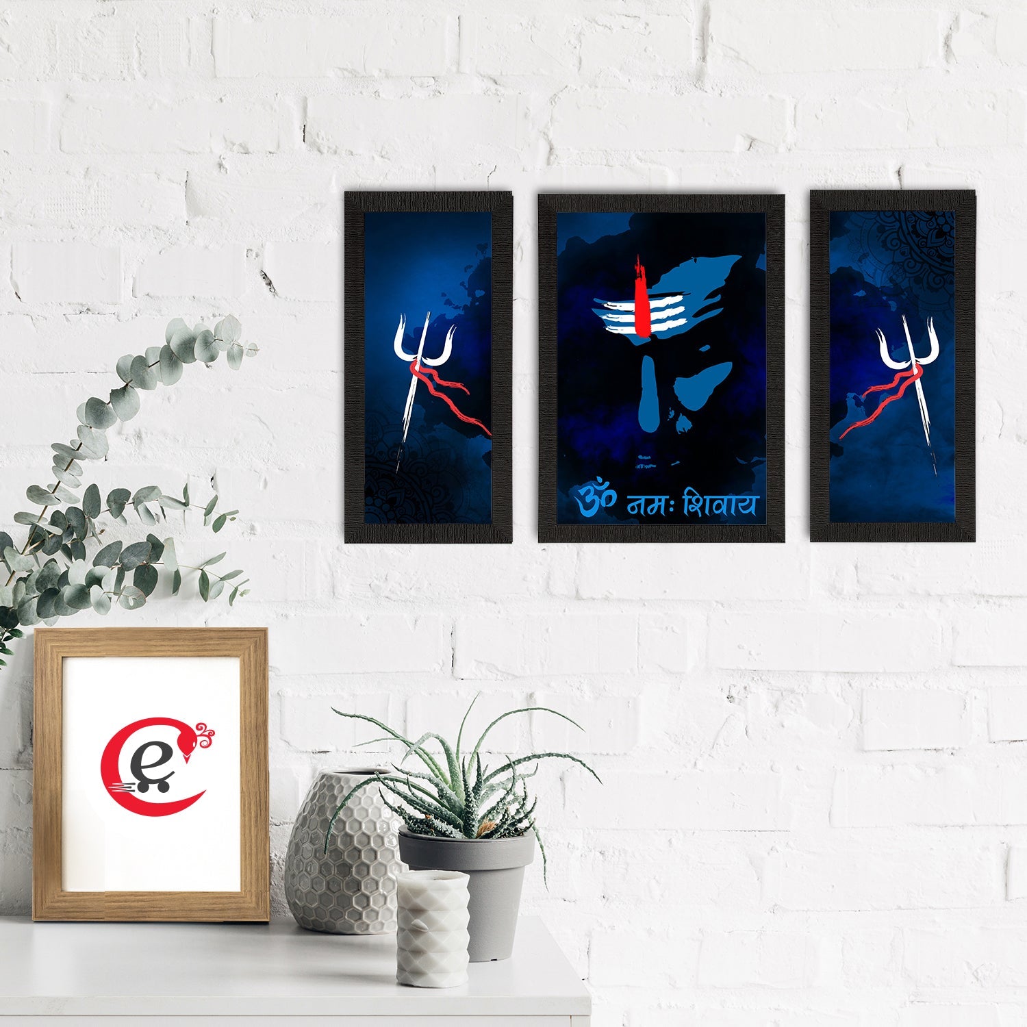 Set of 3 Lord Shiva Satin Matt Textured UV Art Painting Kafalo