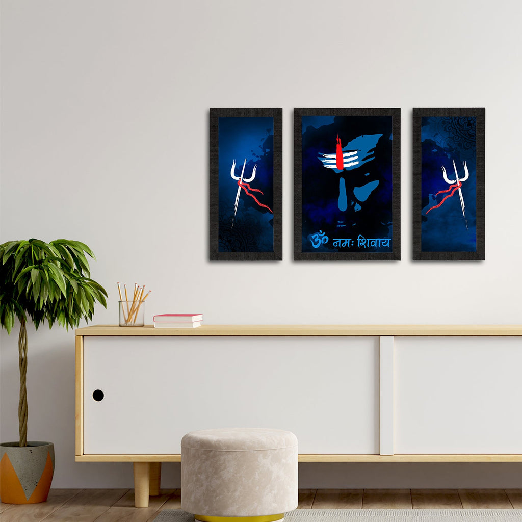 Set of 3 Lord Shiva Satin Matt Textured UV Art Painting Kafalo
